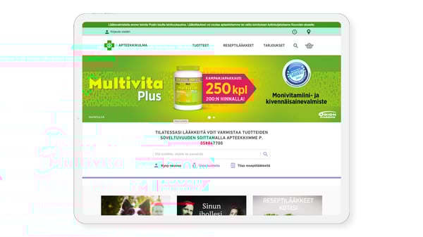 Näkymä Apteekkikulman etusivuun
